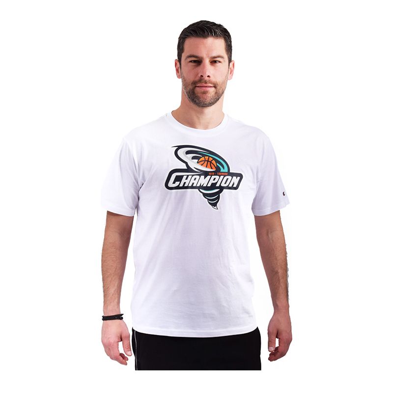 CHAMPION CREWNECK T-SHIRT เสื้อยืดทีเชิ๊ต ผู้ชาย 215715-WW001 White - 1 Supersports Thailand