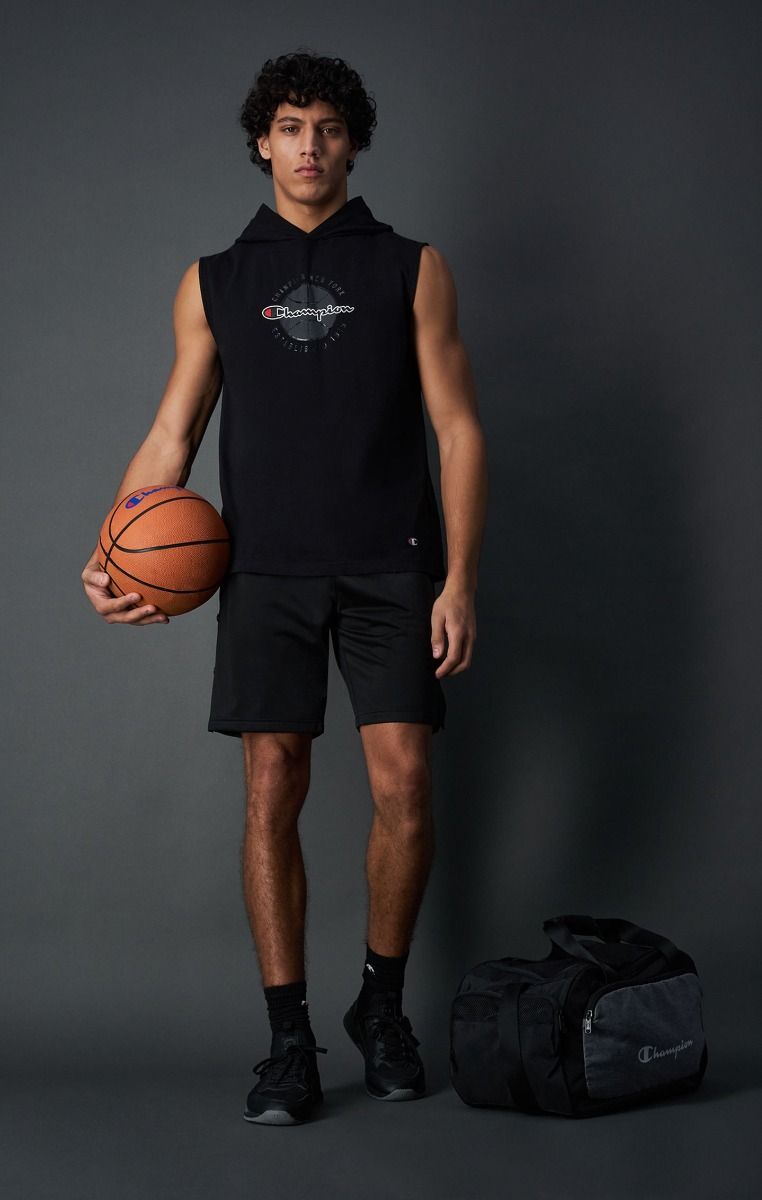 CHAMPION SLEEVELESS HOODED T-SHIRT เสื้อกล้าม ผู้ชาย 219795-KK001 Black - 1 Supersports Thailand