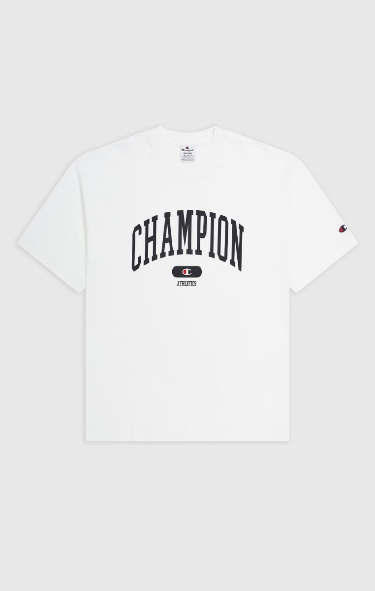 CHAMPION CREWNECK T-SHIRT เสื้อยืดทีเชิ๊ต ผู้ชาย 219856-WW007 White - 1 Supersports Thailand
