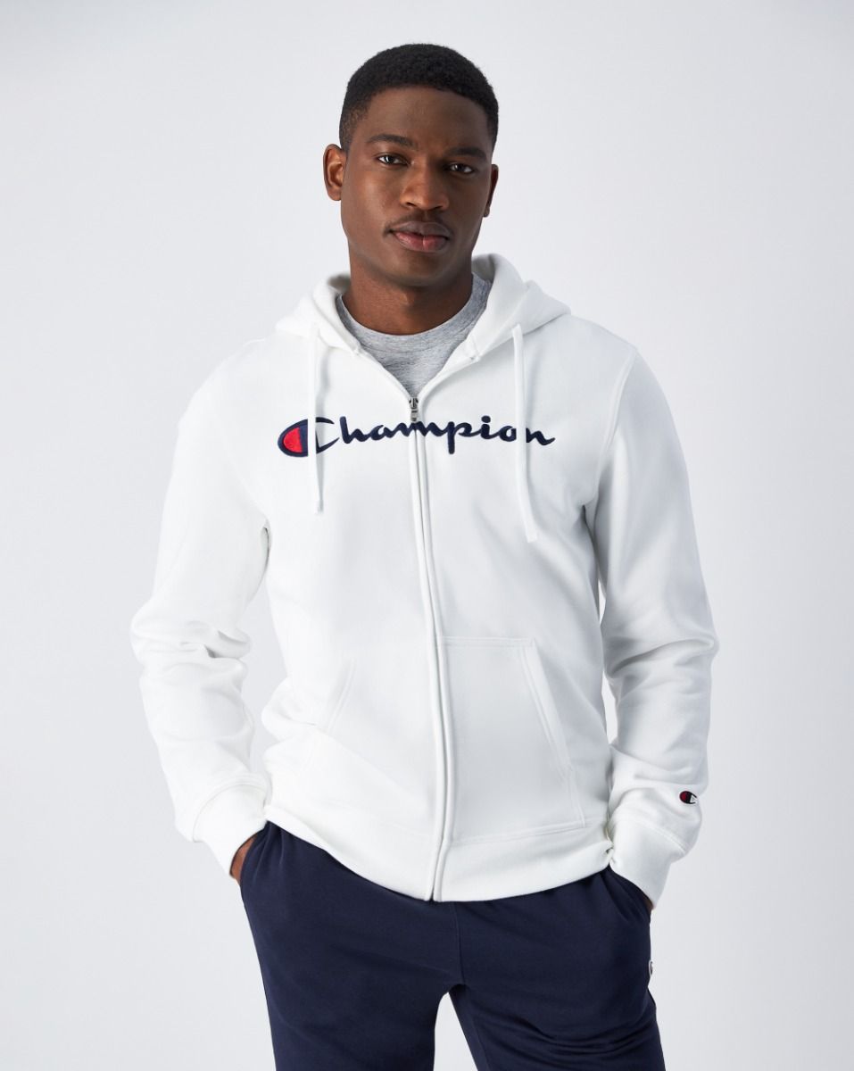 CHAMPION HOODED FULL ZIP SWEATSHIRT เสื้อแจ็คเก็ต ผู้ชาย 220255-WW001 White - 1