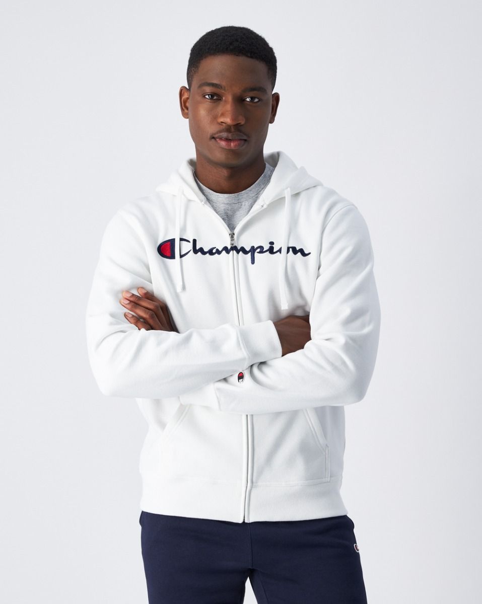 CHAMPION HOODED FULL ZIP SWEATSHIRT เสื้อแจ็คเก็ต ผู้ชาย 220255-WW001 White - 1