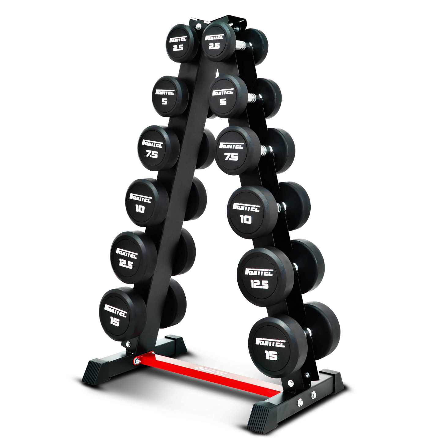 ดัมเบล กลม หุ้มยาง IRONTEC 6 คู่ (2.5-15KG) พร้อมขาตั้ง - 1