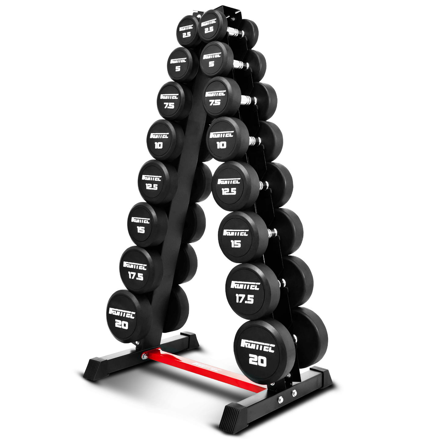 ดัมเบล กลม หุ้มยาง IRONTEC 8 คู่ (2.5-20KG) พร้อมขาตั้ง - 1