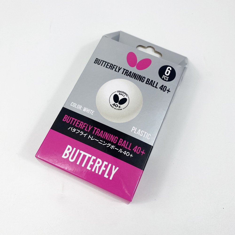 Butterfly ลูกปิงปอง ลูกเทเบิลเทนนิสพลาสติก Training Ball40+ บรรจุ 6 ลูก สีขาว - 2