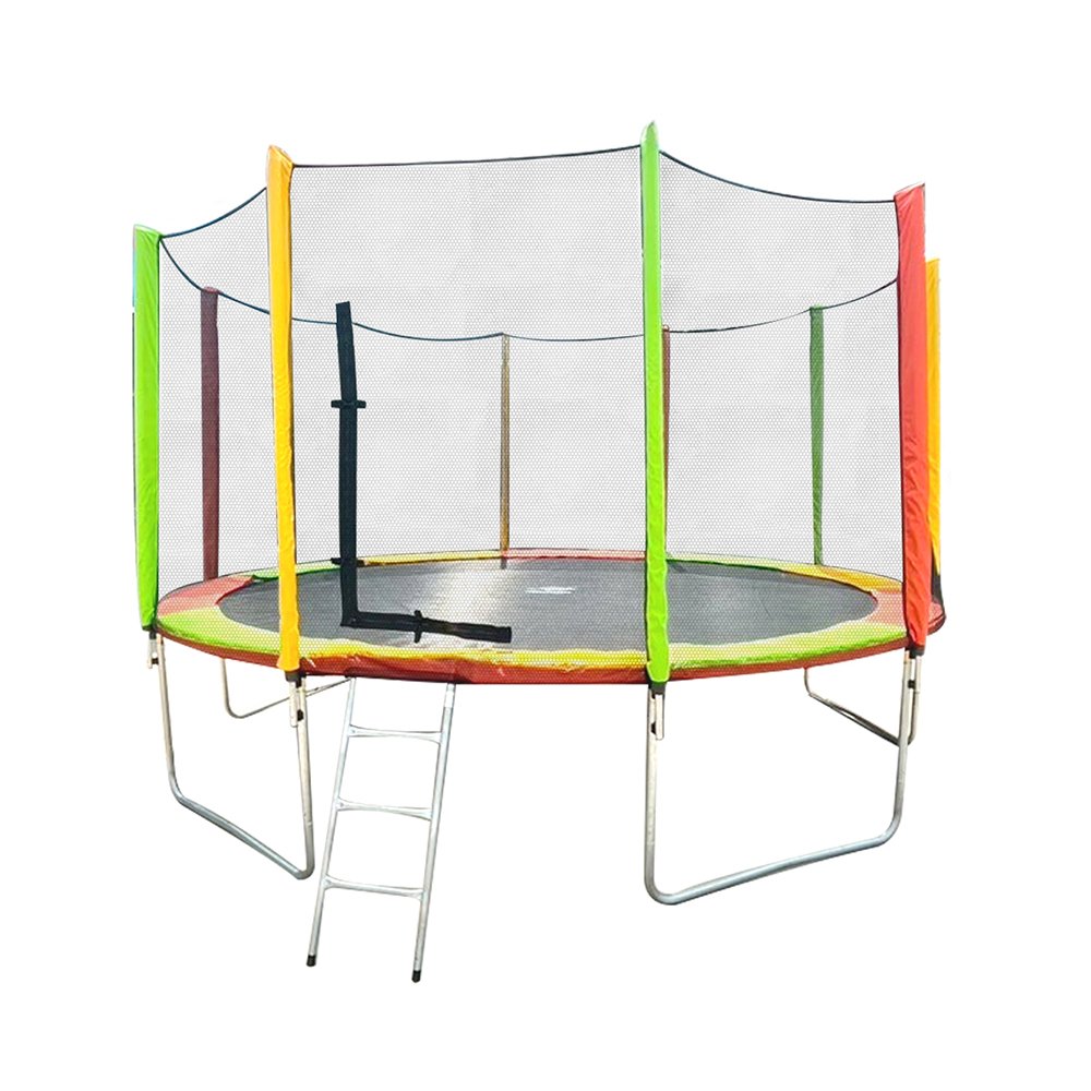 Sanook Trampoline แทรมโพลีนสปริงบอร์ดจิงโจ้ ขนาด 14 ฟุต(420 ซม.)โครงเหล็กหนา 2.30 มม.แถมฟรีสปริง 10 ตัว สีรุ้ง