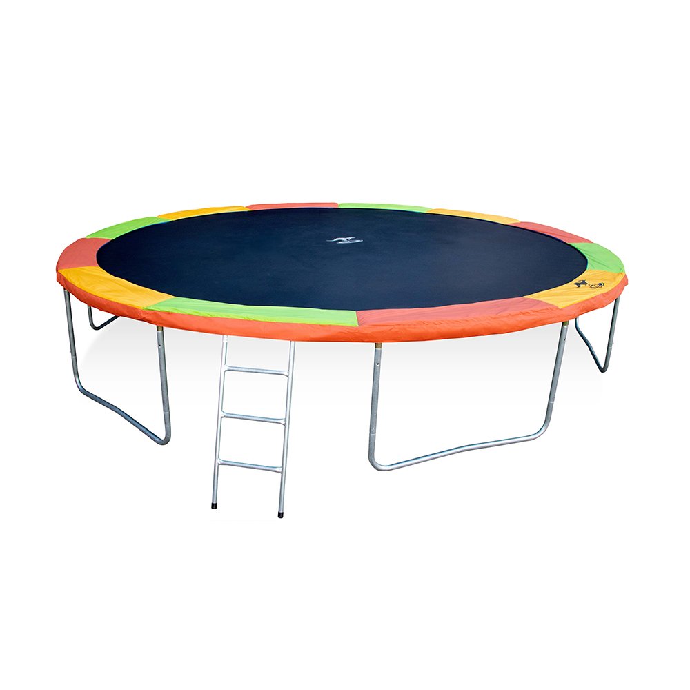 Sanook Trampoline แทรมโพลีนสปริงบอร์ดจิงโจ้ ขนาด 14 ฟุต(420 ซม.)โครงเหล็กหนา 2.30 มม.แถมฟรีสปริง 10 ตัว สีรุ้ง