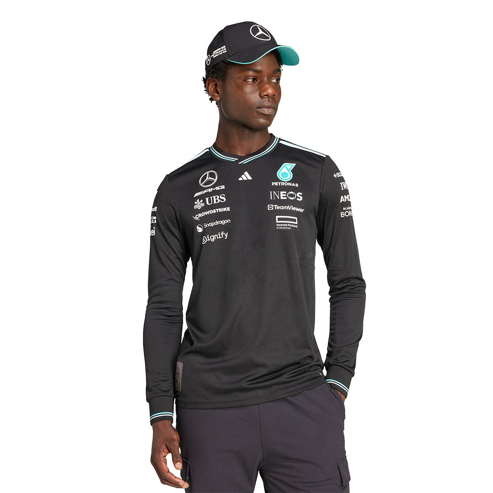 ADIDAS เสื้อแข่งรถแขนยาวผู้ชายทีม Mercedes - AMG Petronas Formula One เกรด Authentic