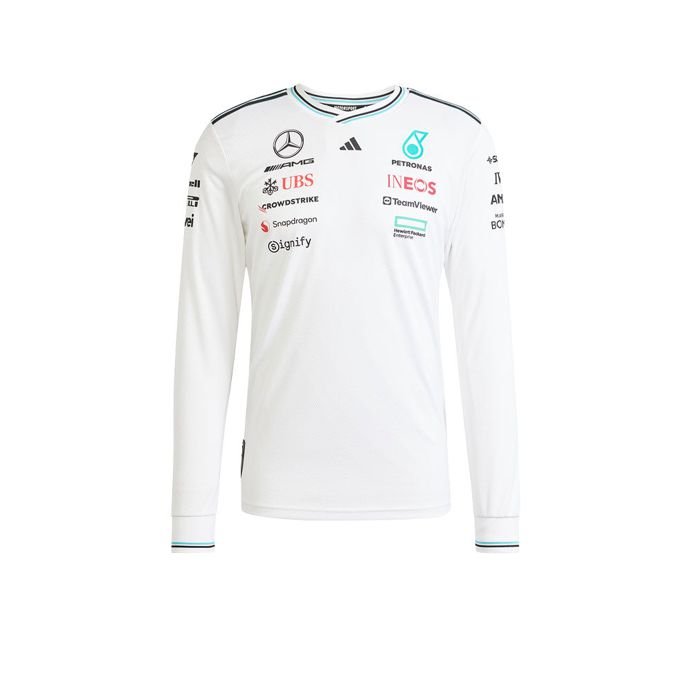 ADIDAS เสื้อแข่งรถแขนยาวผู้ชายทีม Mercedes - AMG Petronas Formula One เกรด Authentic