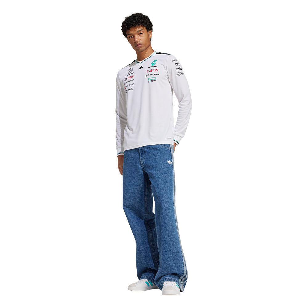 ADIDAS เสื้อแข่งรถแขนยาวผู้ชายทีม Mercedes - AMG Petronas Formula One เกรด Authentic