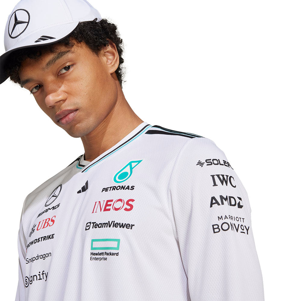 ADIDAS เสื้อแข่งรถแขนยาวผู้ชายทีม Mercedes - AMG Petronas Formula One เกรด Authentic