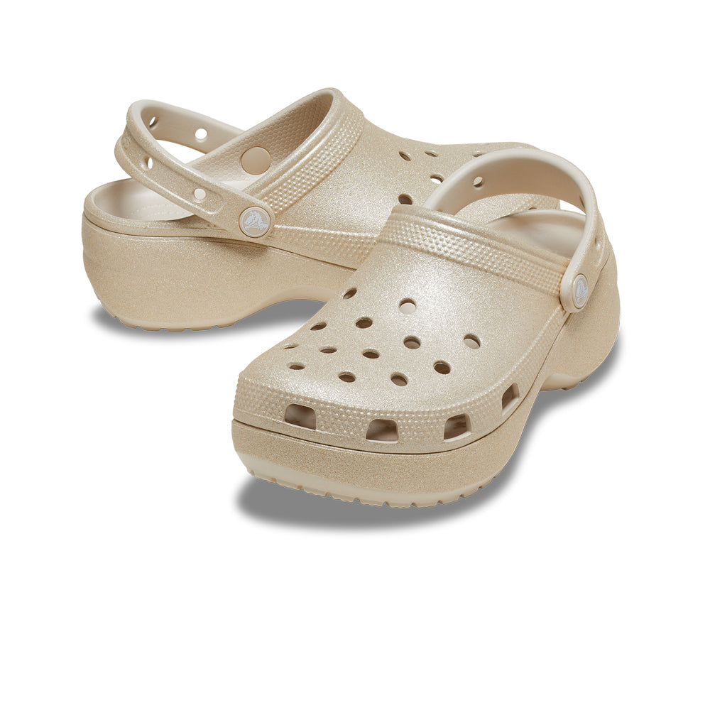 CROCS Classic Platform Glitter Clog Unisex Casual Shoes