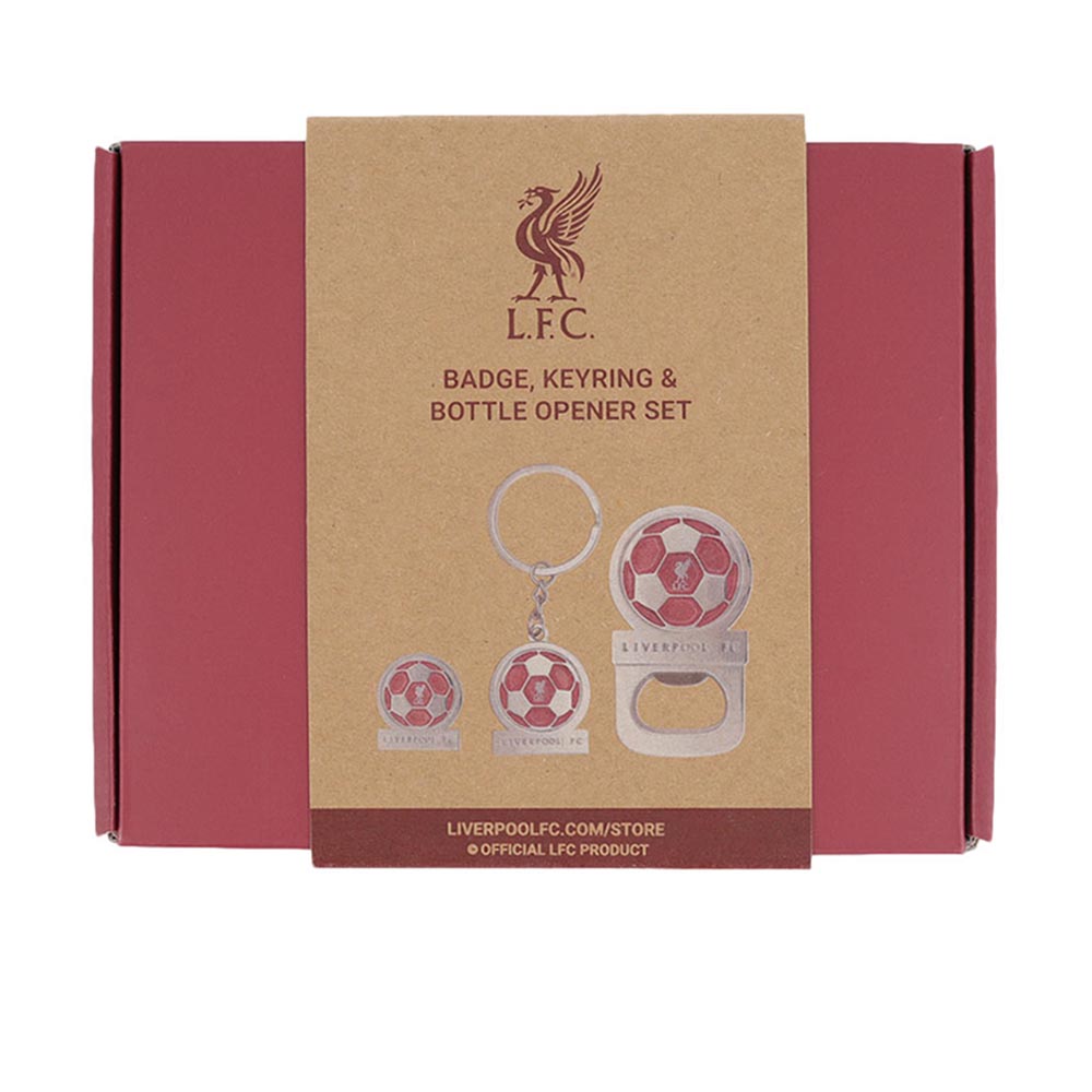 LIVERPOOL FOOTBALL CLUB Reds ชุดเซ็ตเข็มกลัด พวงกุญแจ และที่เปิดขวด
