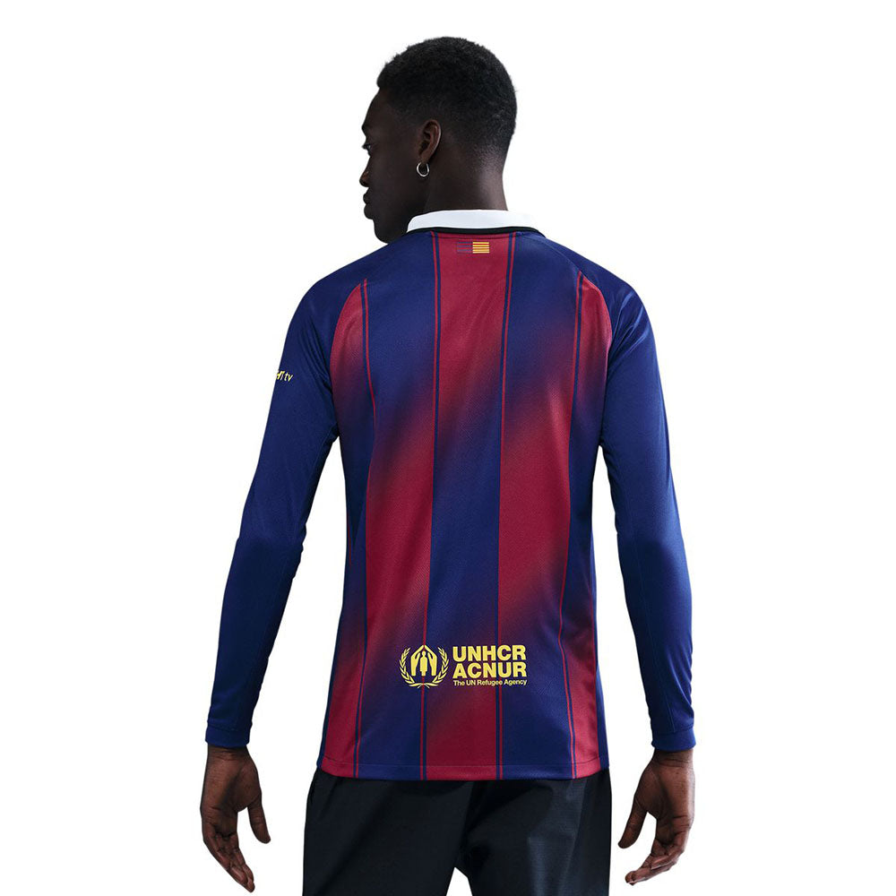 NIKE เสื้อแข่งผู้ชายแขนยาวทีมบาร์เซโลน่า ชุดเหย้า เกรด Stadium ฤดูกาล 2025/26
