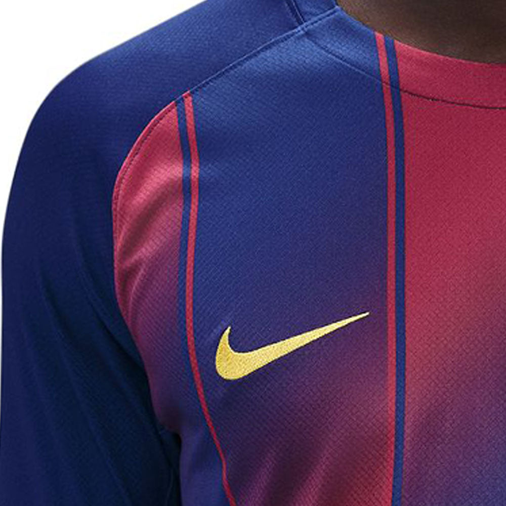 NIKE เสื้อแข่งผู้ชายแขนยาวทีมบาร์เซโลน่า ชุดเหย้า เกรด Stadium ฤดูกาล 2025/26