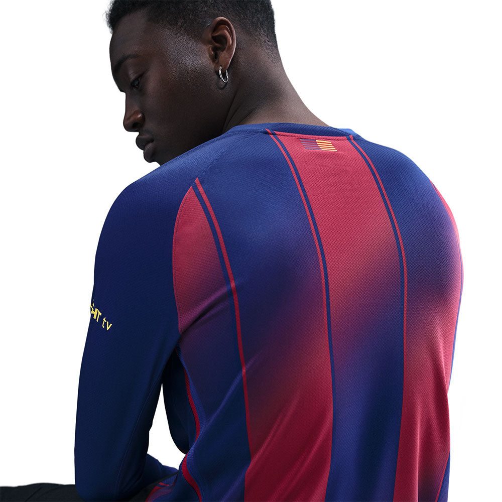 NIKE เสื้อแข่งผู้ชายแขนยาวทีมบาร์เซโลน่า ชุดเหย้า เกรด Stadium ฤดูกาล 2025/26