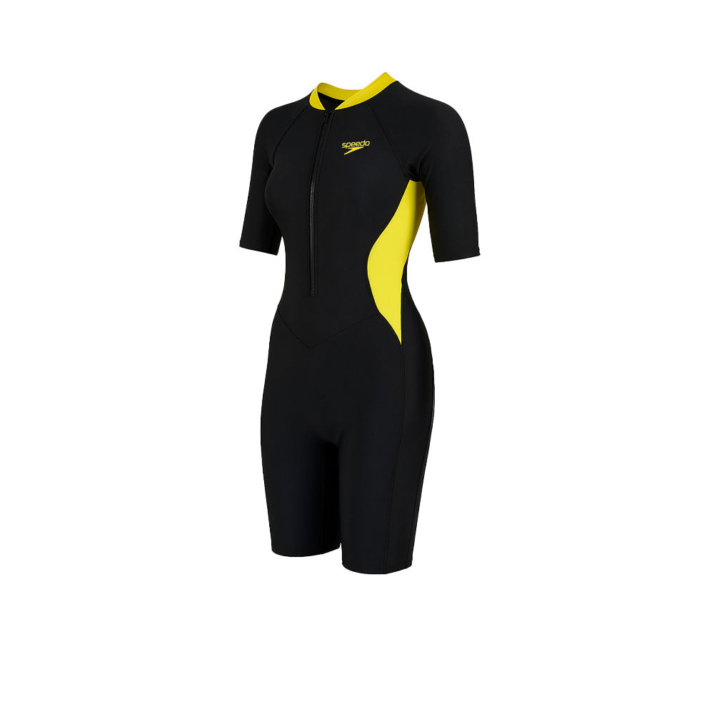 SPEEDO Zip Front Short Sleeve Kneesuit ชุดว่ายน้ำผู้หญิง