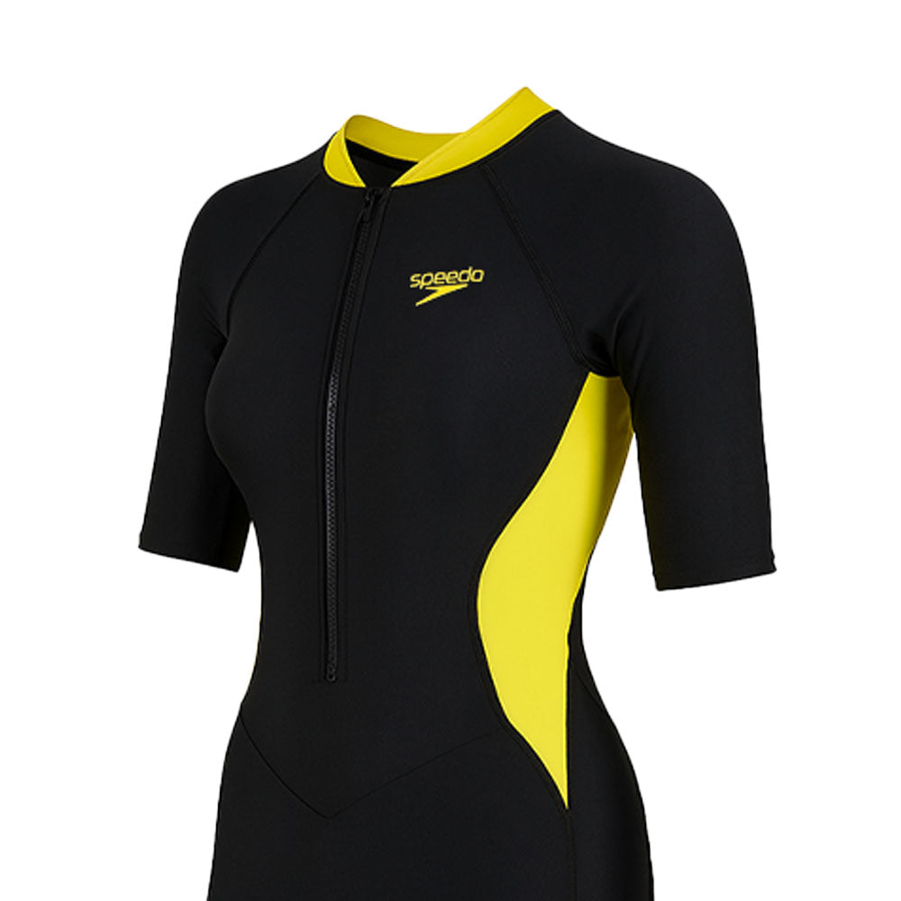 SPEEDO Zip Front Short Sleeve Kneesuit ชุดว่ายน้ำผู้หญิง