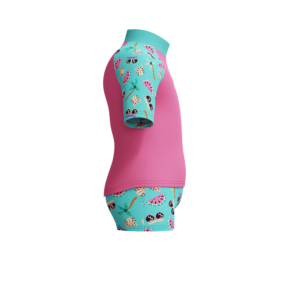 SPEEDO Digital Short Sleeve Rash Top & Jammer Set Girls Swimsuit