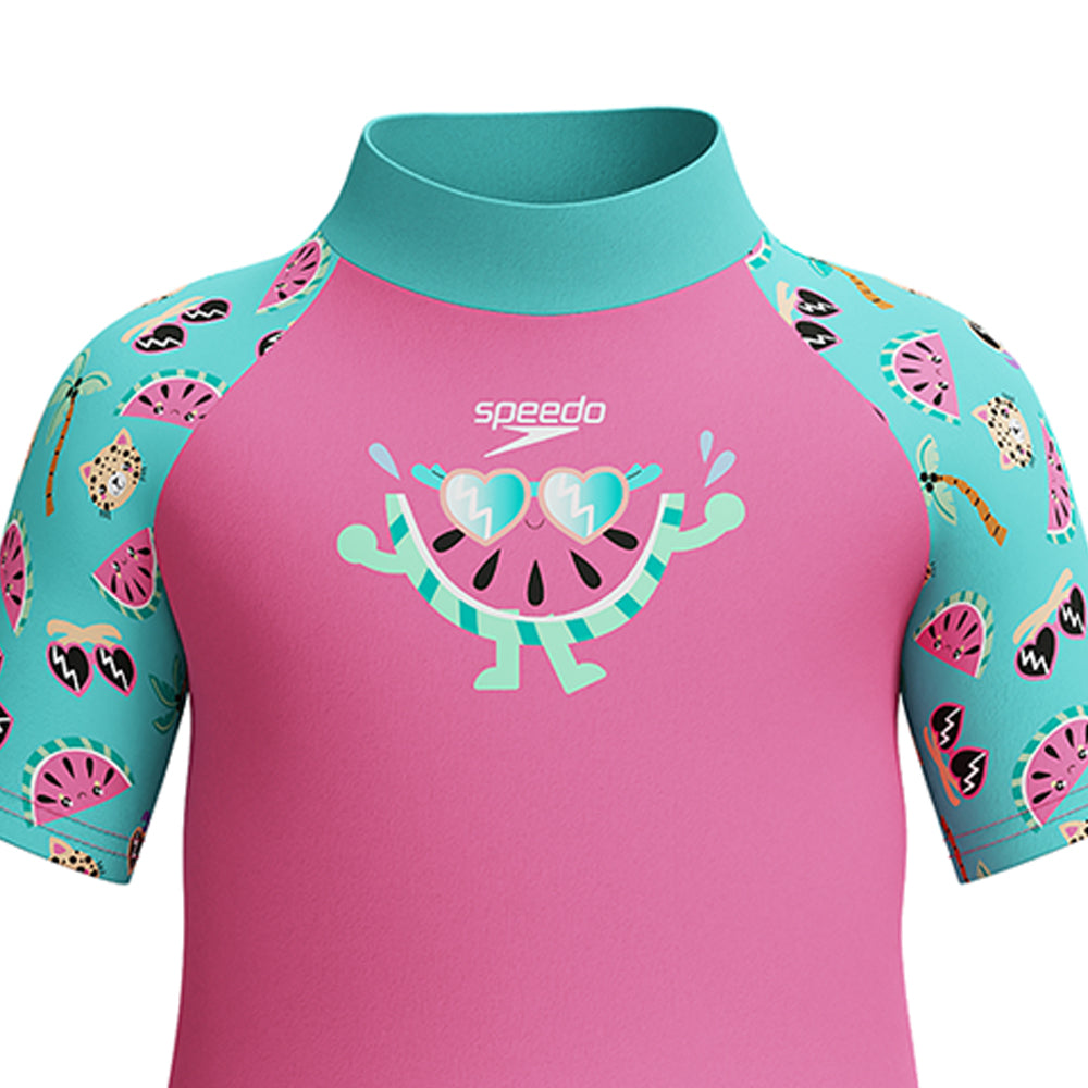 SPEEDO Digital Short Sleeve Rash Top & Jammer Set Girls Swimsuit