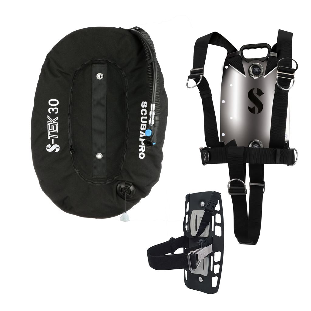 Scubapro S-Tek Pure Harness Packaged Sets with Stainless Steel Back Plate - 1