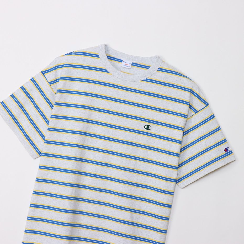 CHAMPION BORDER SHORT SLEEVE T-SHIRT เสื้อยืดทีเชิ๊ต ผู้ชาย C3-Z332-030 Grey - 1 Supersports Thailand