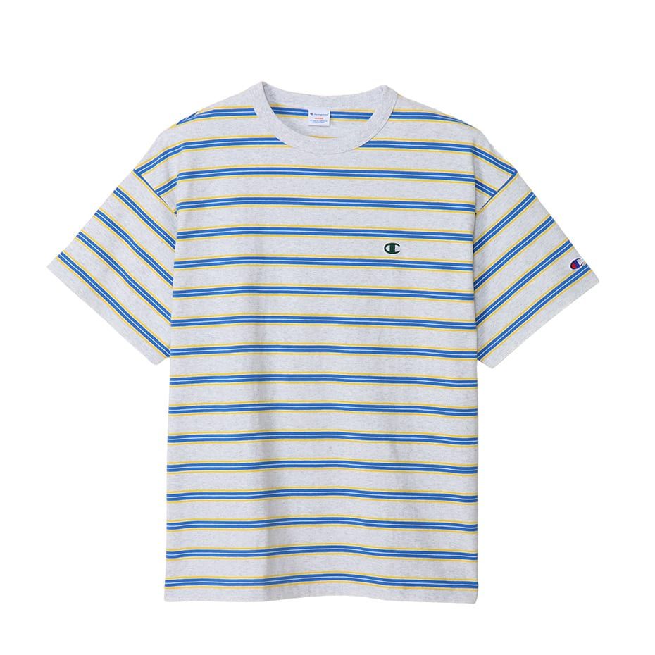 CHAMPION BORDER SHORT SLEEVE T-SHIRT เสื้อยืดทีเชิ๊ต ผู้ชาย C3-Z332-030 Grey - 1
