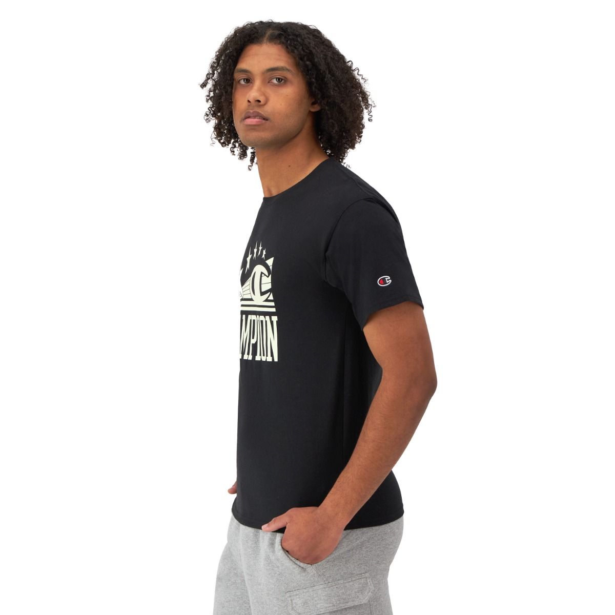 CHAMPION TEE เสื้อยืดทีเชิ๊ต ผู้ชาย GT23H 586QYB-003 Black - 1 Supersports Thailand