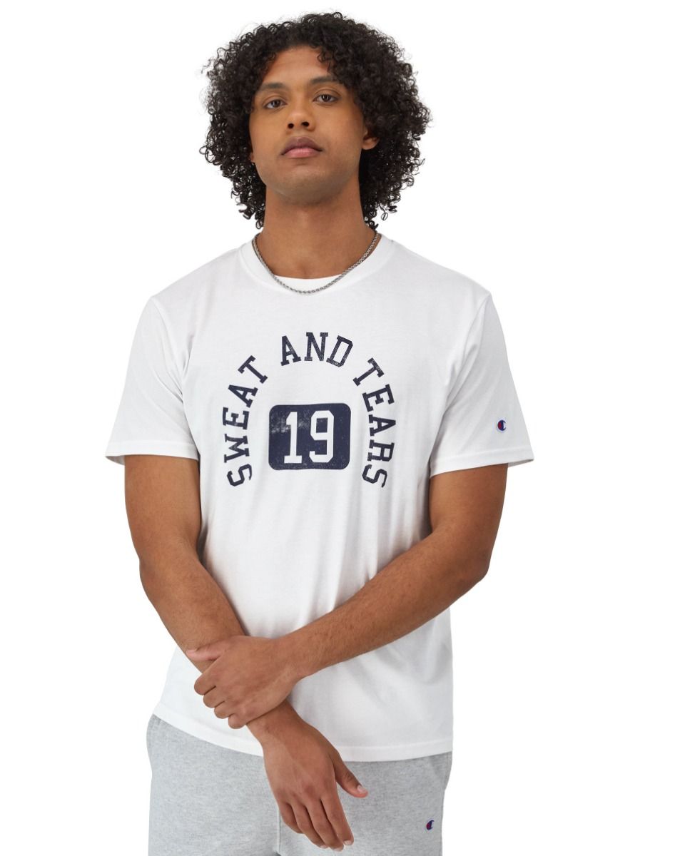 CHAMPION MIDWEIGHTTEE เสื้อยืดทีเชิ๊ต ผู้ชาย T79497 5861SB-045 White - 1 Supersports Thailand
