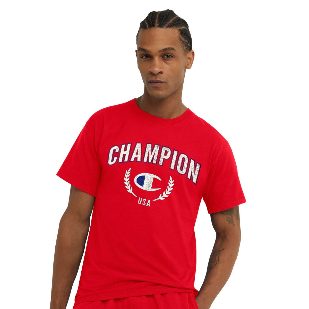 CHAMPION CLASSIC GRAPHIC TEE เสื้อยืดทีเชิ๊ต ผู้ชาย GT23H 5864LA-040 Red - 1 Supersports Thailand
