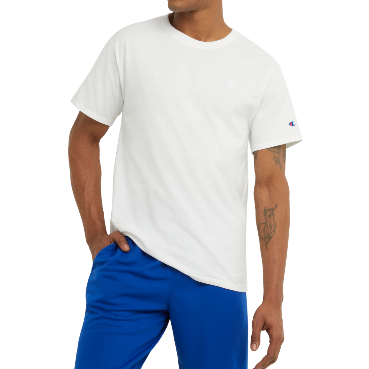 CHAMPION CLASSIC TEE เสื้อยืดทีเชิ๊ต ผู้ชาย T0223-045 White - 1 Supersports Thailand