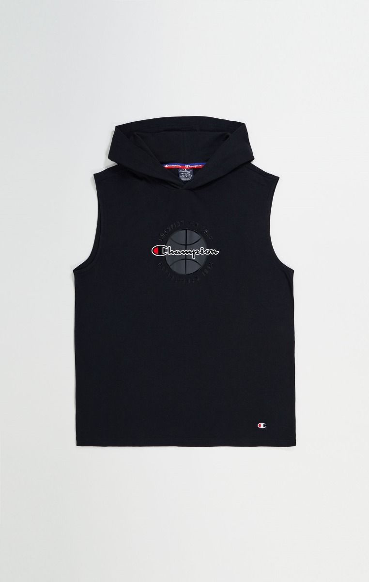 CHAMPION SLEEVELESS HOODED T-SHIRT เสื้อกล้าม ผู้ชาย 219795-KK001 Black - 1 Supersports Thailand
