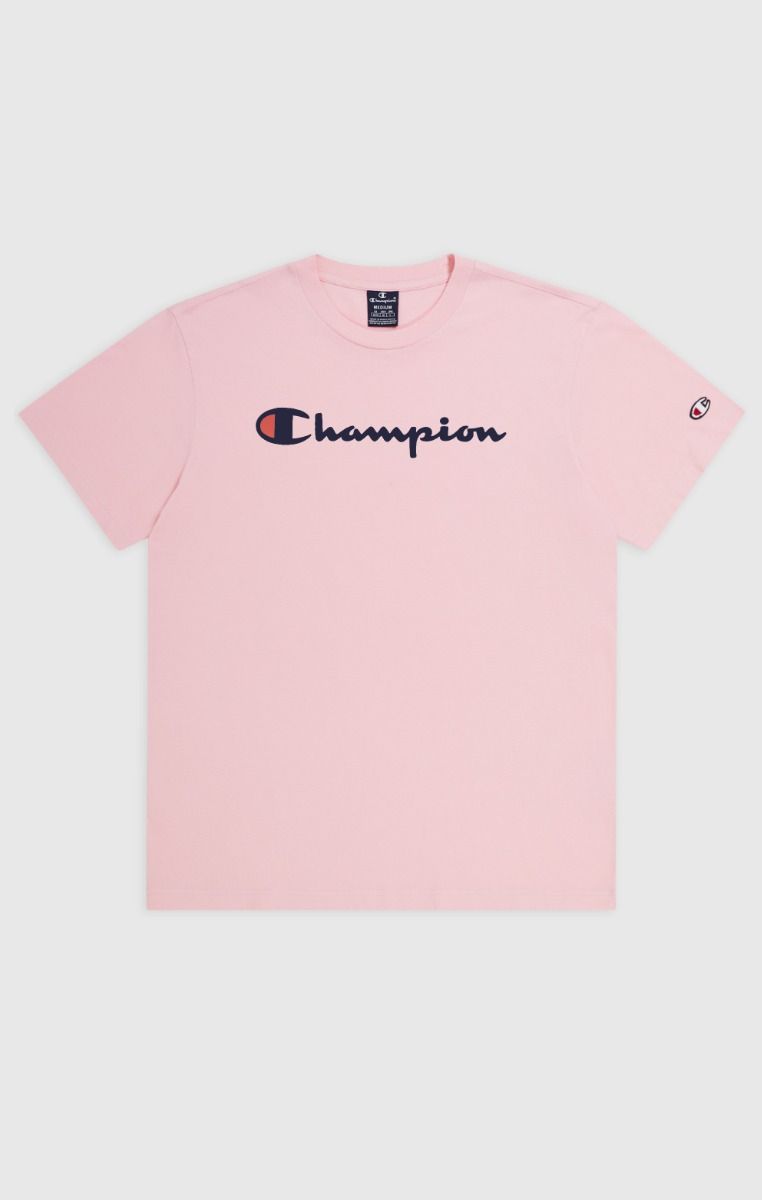 CHAMPION CREWNECK T-SHIRT เสื้อยืดทีเชิ๊ต ผู้ชาย 219831-PS024 Pink - 1 Supersports Thailand