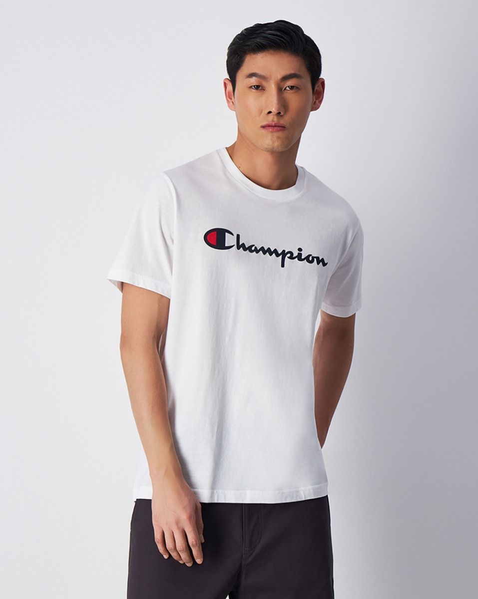 CHAMPION CREWNECK T-SHIRT เสื้อยืดทีเชิ๊ต ผู้ชาย 219831-WW001 White - 1
