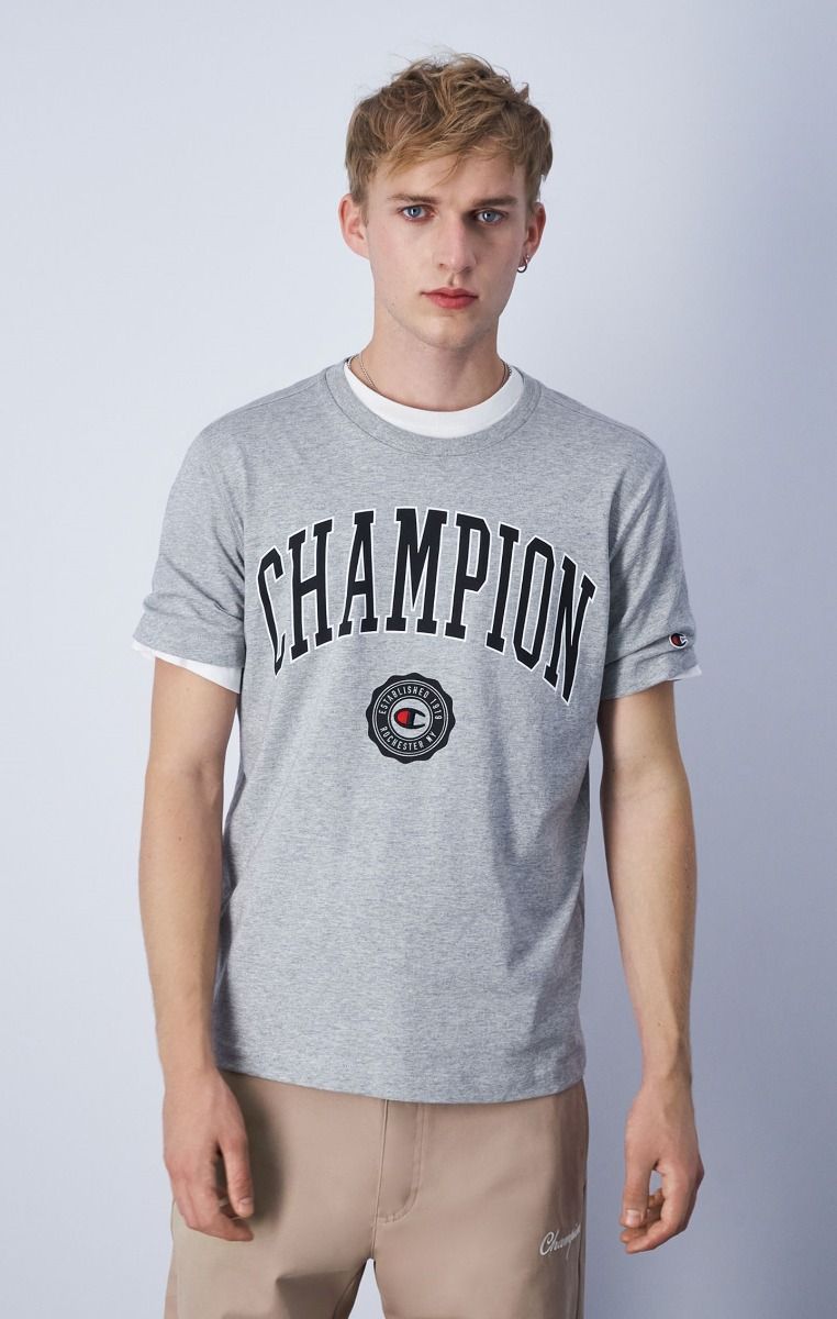 CHAMPION CREWNECK T-SHIRT เสื้อยืดทีเชิ๊ต ผู้ชาย 219852-EM031 Grey - 1