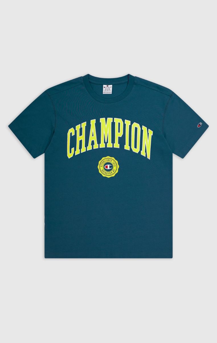 CHAMPION CREWNECK T-SHIRT เสื้อยืดทีเชิ๊ต ผู้ชาย 219852-GS549 Blue - 1