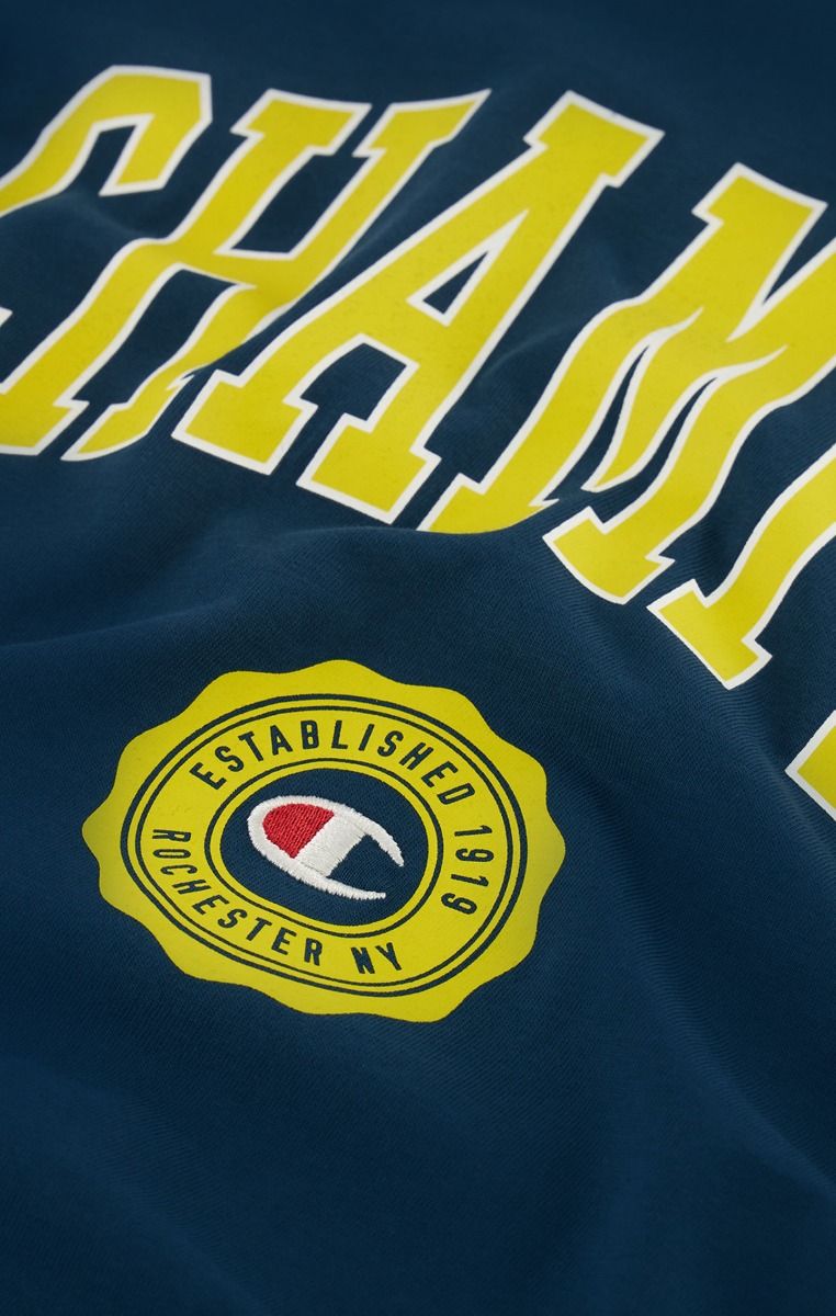 CHAMPION CREWNECK T-SHIRT เสื้อยืดทีเชิ๊ต ผู้ชาย 219852-GS549 Blue - 1 Supersports Thailand