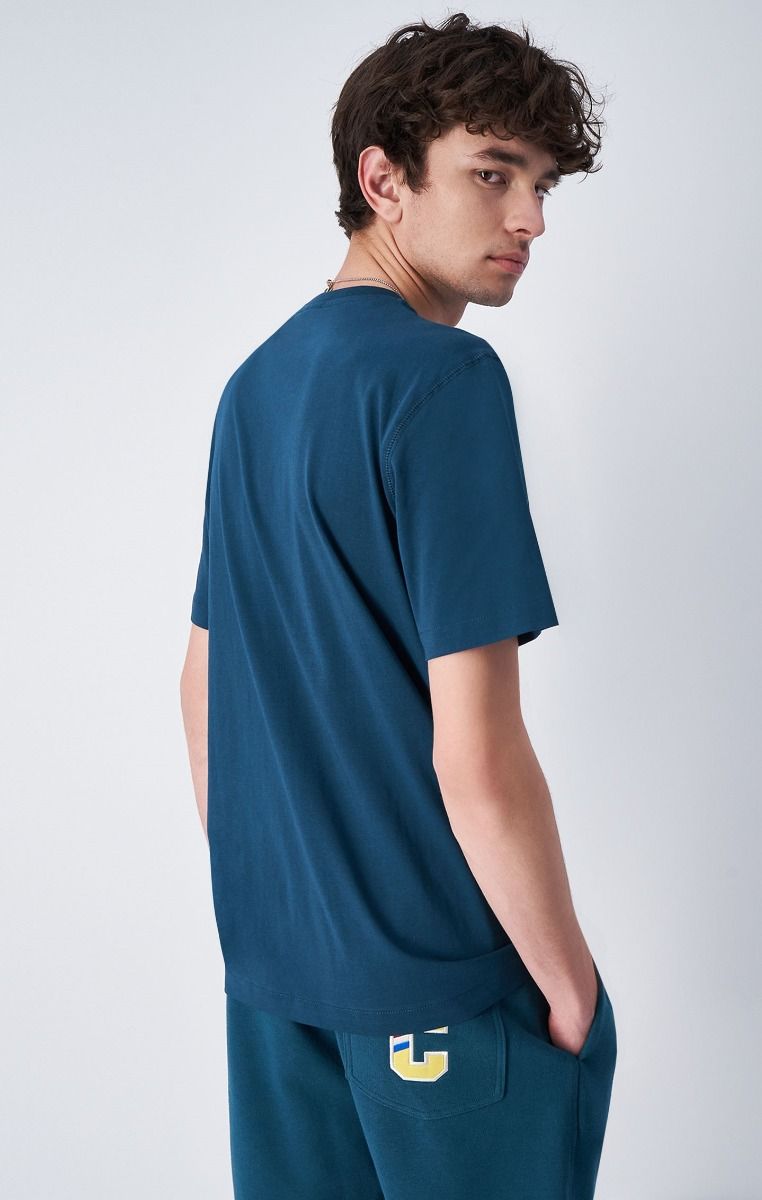CHAMPION CREWNECK T-SHIRT เสื้อยืดทีเชิ๊ต ผู้ชาย 219852-GS549 Blue - 1 Supersports Thailand