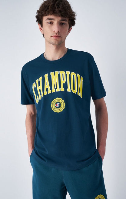CHAMPION CREWNECK T-SHIRT เสื้อยืดทีเชิ๊ต ผู้ชาย 219852-GS549 Blue - 1