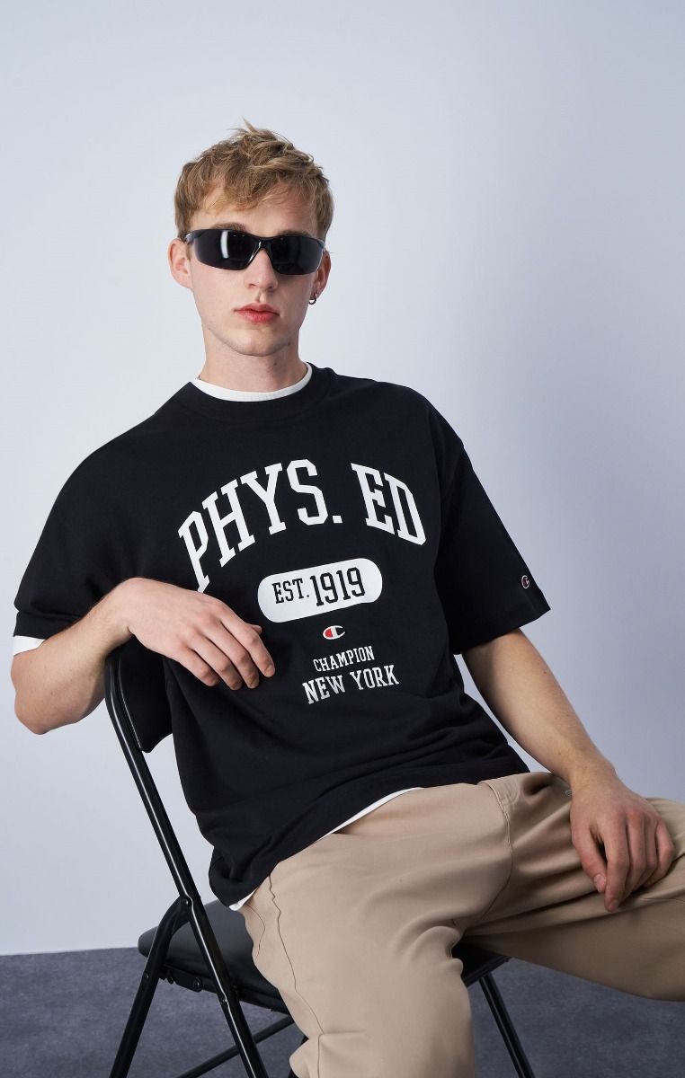 CHAMPION CREWNECK T-SHIRT เสื้อยืดทีเชิ๊ต ผู้ชาย 219856-KK002 Black - 1
