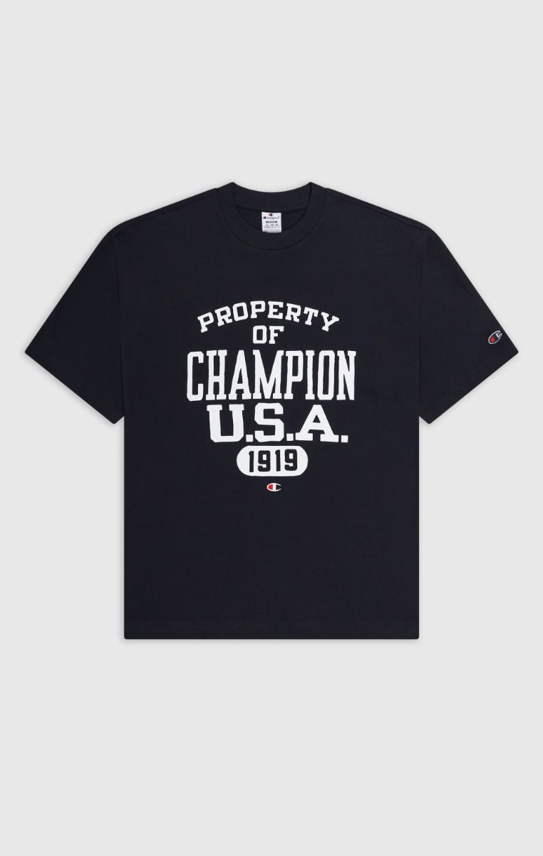 CHAMPION CREWNECK T-SHIRT เสื้อยืดทีเชิ๊ต ผู้ชาย 219856-KK003 Black - 1