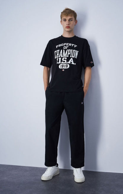 CHAMPION CREWNECK T-SHIRT เสื้อยืดทีเชิ๊ต ผู้ชาย 219856-KK003 Black - 1