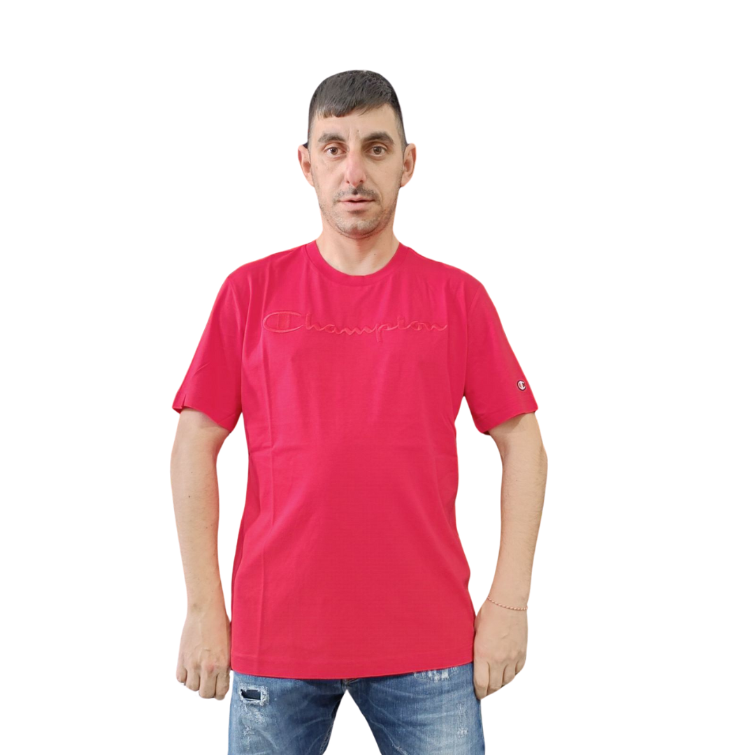 CHAMPION CREWNECK T-SHIRT เสื้อยืดทีเชิ๊ต ผู้ชาย 219870-RS019 Pink - 1 Supersports Thailand
