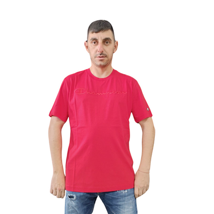 CHAMPION CREWNECK T-SHIRT เสื้อยืดทีเชิ๊ต ผู้ชาย 219870-RS019 Pink - 1