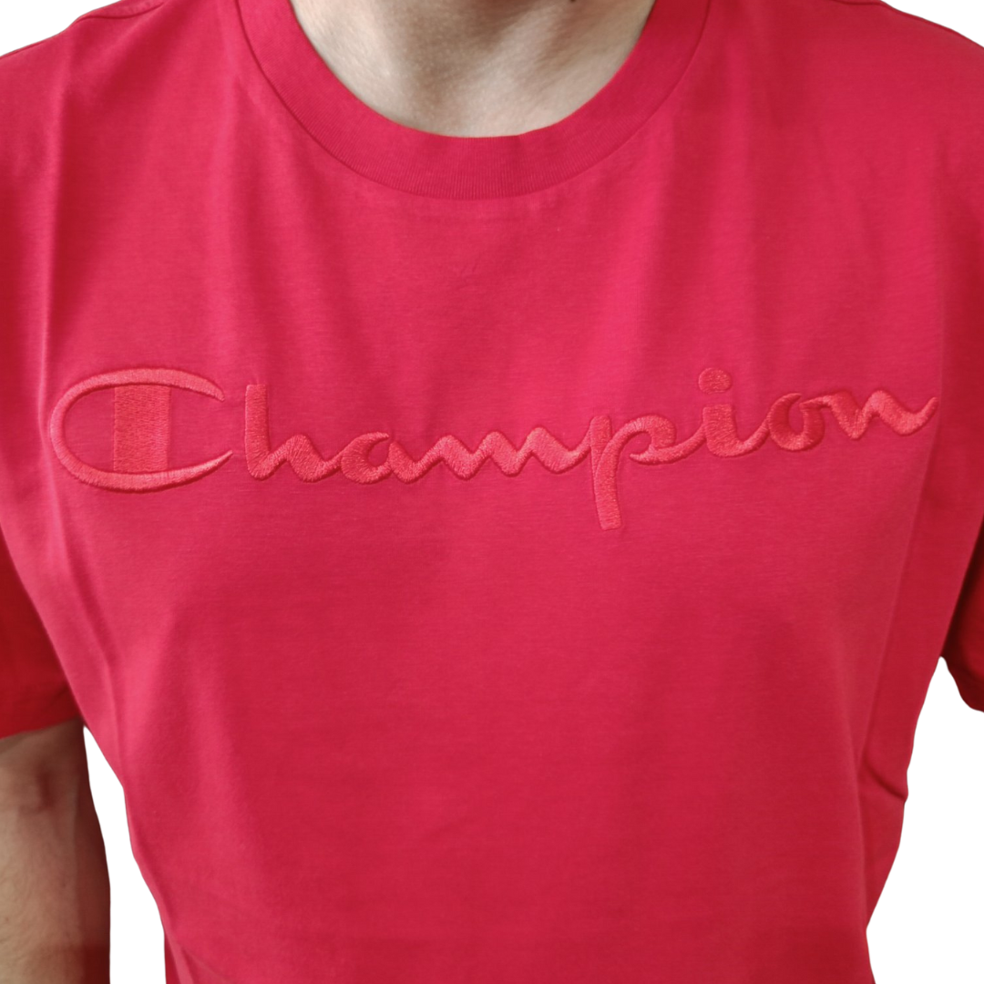 CHAMPION CREWNECK T-SHIRT เสื้อยืดทีเชิ๊ต ผู้ชาย 219870-RS019 Pink - 1