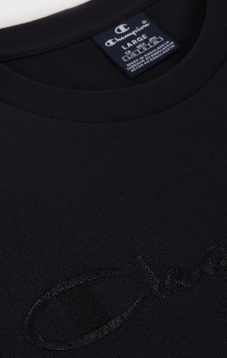 CHAMPION CREWNECK T-SHIRT เสื้อยืดทีเชิ๊ต ผู้ชาย 219870-KK001 Black - 1 Supersports Thailand