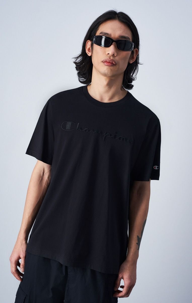 CHAMPION CREWNECK T-SHIRT เสื้อยืดทีเชิ๊ต ผู้ชาย 219870-KK001 Black - 1 Supersports Thailand