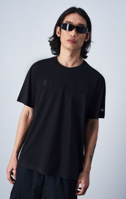CHAMPION CREWNECK T-SHIRT เสื้อยืดทีเชิ๊ต ผู้ชาย 219870-KK001 Black - 1