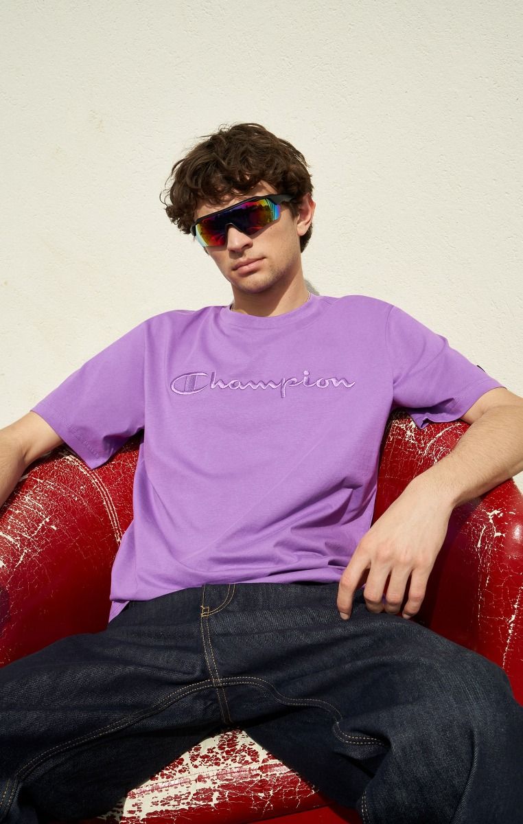 CHAMPION CREWNECK T-SHIRT เสื้อยืดทีเชิ๊ต ผู้ชาย 219870-VS016 Purple - 1