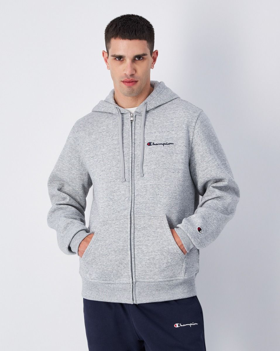 CHAMPION HOODED FULL ZIP SWEATSHIRT เสื้อแจ็คเก็ต ผู้ชาย 220260-EM021 Grey - 1 Supersports Thailand