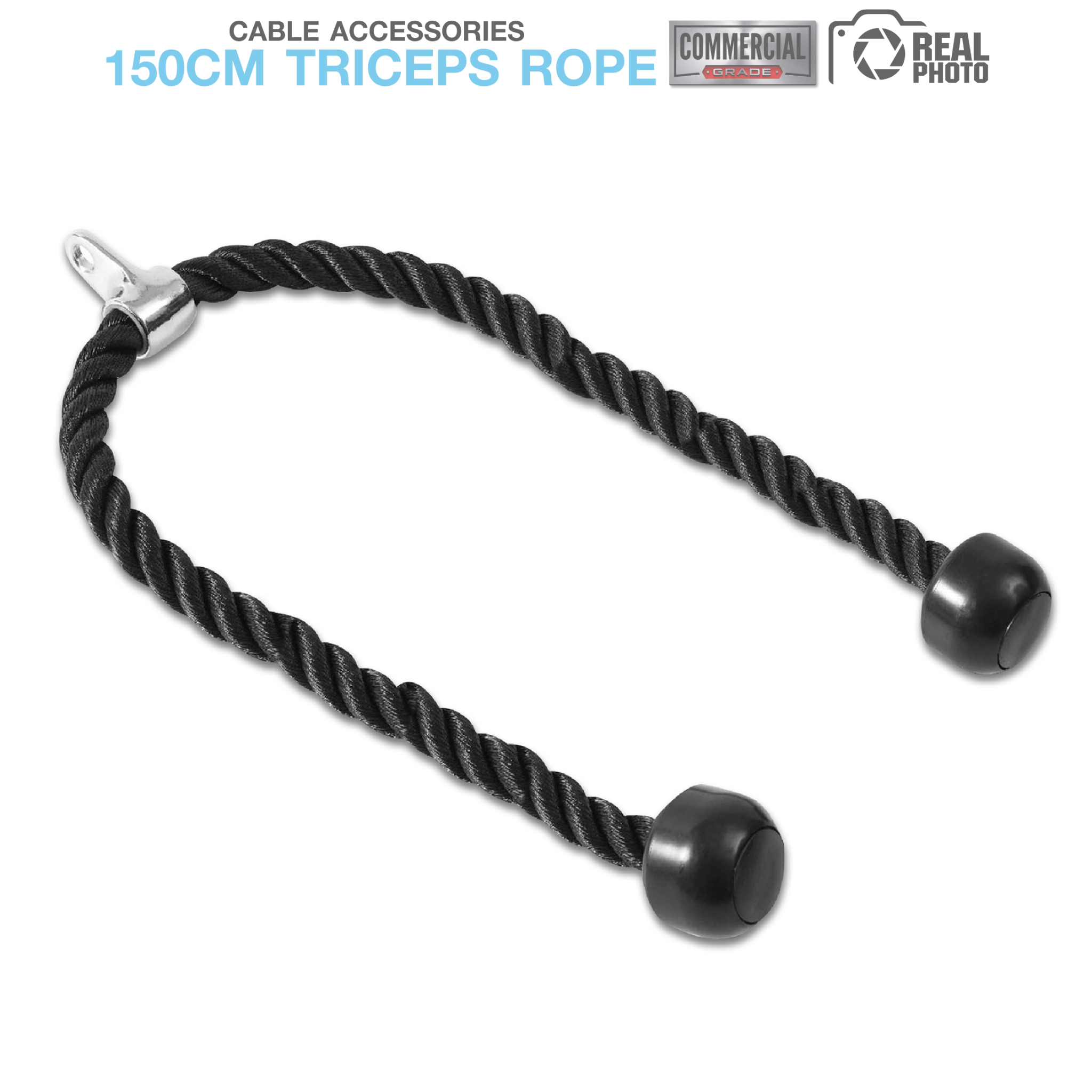 Triceps Rope เชือกเล่นหลังแขน ขนาด 150cm  (สีดำ) - 1